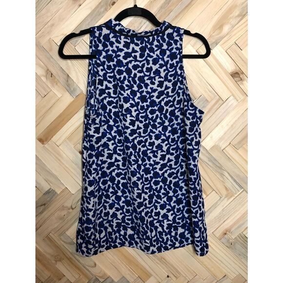 Cynthia Rowley Sleeveless Blouse size Medium Blue/Cream - Picture 2 of 10